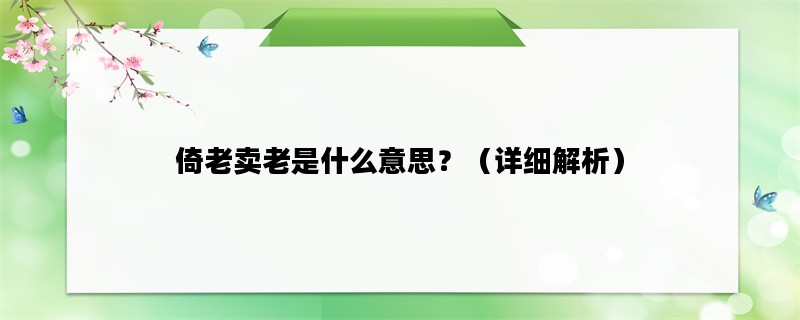 倚老卖老是什么意思？（