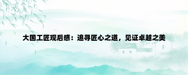 大国工匠观后感：追寻匠心之道，见证卓越之美