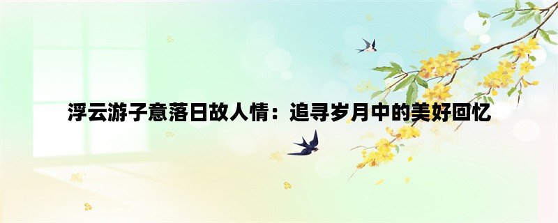 浮云游子意落日故人情：追寻岁月中的美好回忆