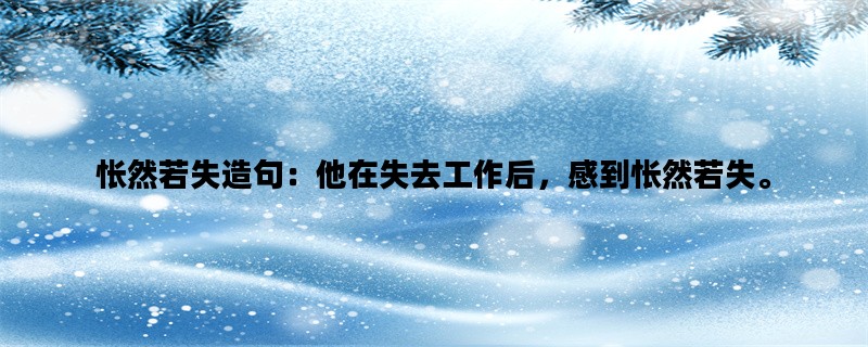 怅然若失造句：他在失去工作后，感到怅然若失。